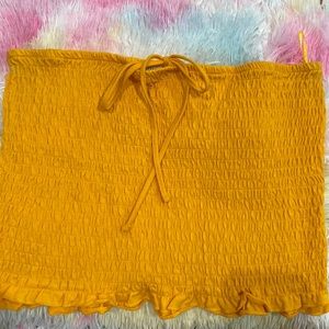 Gold/orange popcorn tube top